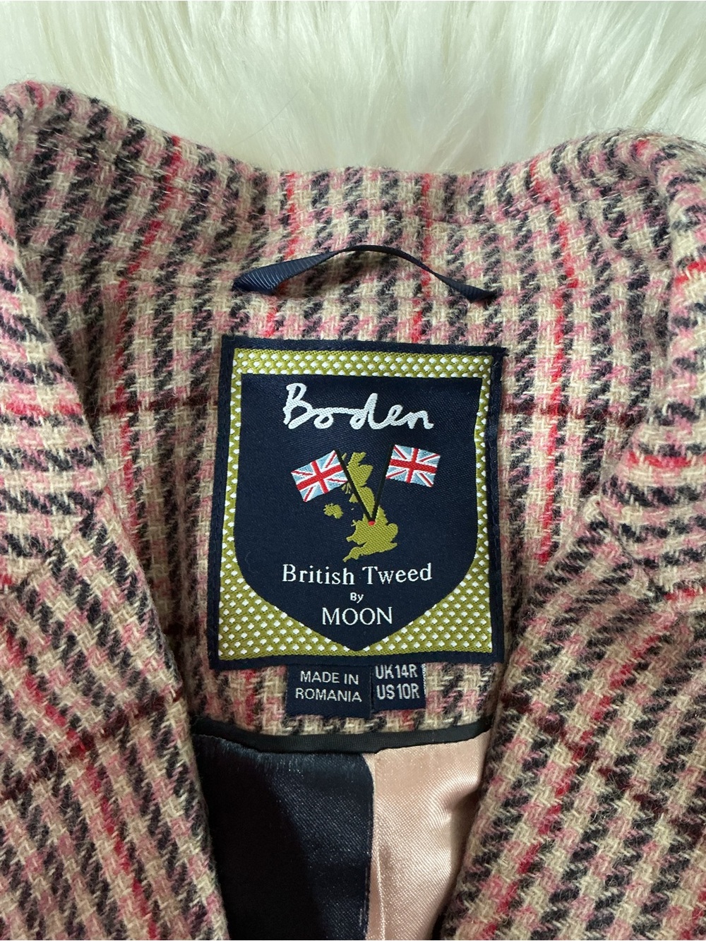 Boden Pink British Tweed By Moon Wool Blazer Size 10 - Picture 6 of 8